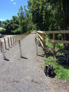 Camden Street Trailhead, freshly finished surfacing and fencing. Aug 2016. Photo credit: Diana Druga.